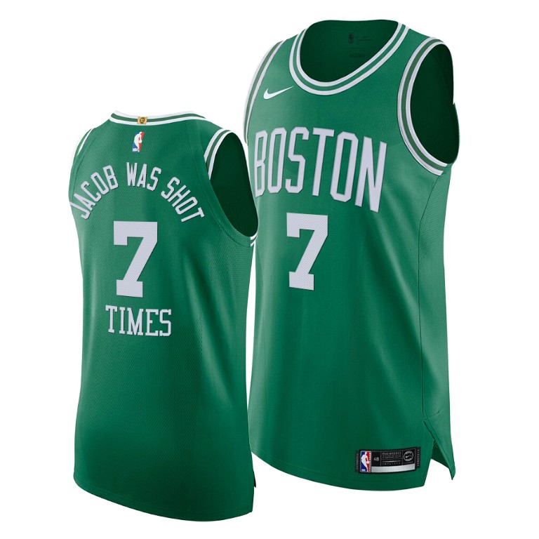 Men's Boston Celtics Jaylen Brown #7 NBA Boycott Jacob was shot 7 times Green BLM Jersey 2401AKNJ